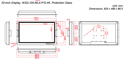 Промышленный монитор W32L100-MLA1FG-4K