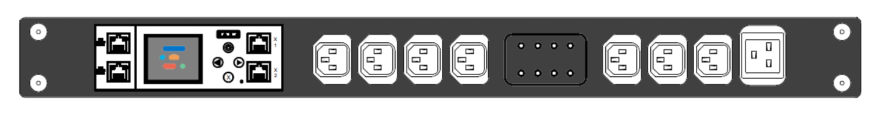 PWG2-9416-307-91-SIPH POWERGuard2 PDU, 16A Single Phase 1U, 8 x IEC Sockets (7 x C13 - 1 x C19), Outlet Metering & Switching