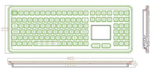 Промышленная клавиатура K-TEK-M399TP-KP-FN-DT-W-US/RU-USB