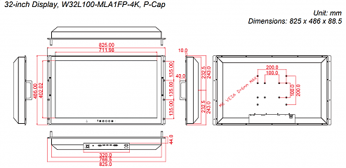 Промышленный монитор W32L100-MLA1FP-4K