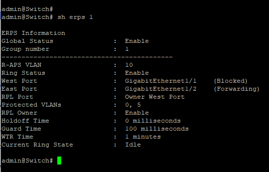Настройка протокола резервирования ERPS