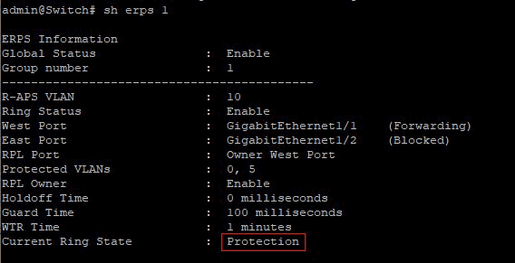 Настройка протокола резервирования ERPS